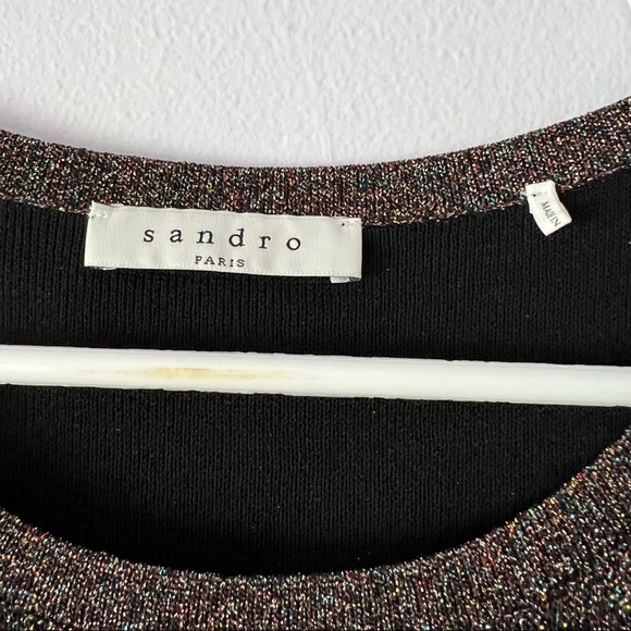 NWT Sandro Paris Glitter Sparkle Short Sleeve Dress Small - Picture 12 of 17